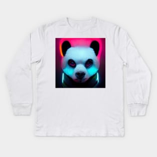 Neon Panda Bear #4 Kids Long Sleeve T-Shirt